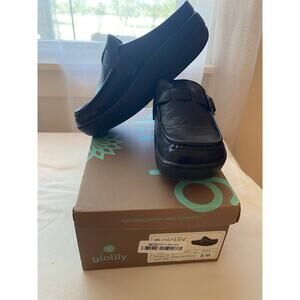 GLOLILY Clog Shoes Womens Size 8 Black Buckle Crinkle Harper ll Comfort Slip On